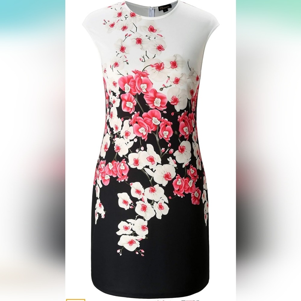 NEW-PLUS SIZE Floralnprint sleeveless dress with zipper in the back.